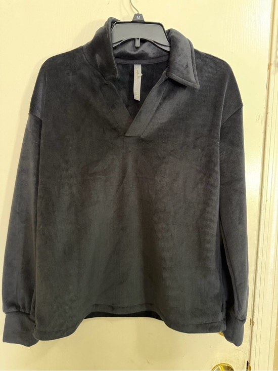 Mondetta Tops - Women’s Dark Gray Pullover Sweater with Open Collar (214)